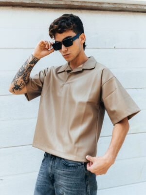 LEATHER POLO BOX CAMEL